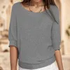 Chandails pour femmes frontière de printemps style européen et américain couleur unie col rond tricots femmes élégantes 34 manches haut hommes sweat à capuche chaud 230915