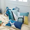 Embroidered Cushion Cover Blue Abstract Geometric Square Geometric Canvas Cotton Square 45x45cm Pillow Case Cover Home Decoration 297c