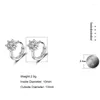 Stud Earrings Silver Plated Six Claw Zircon Heart Arrow Round Ear For Women Gift