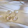 Dangle Earrings 2023 Fashion Shiny Crystal Temperament Drop Trend Sweet Fresh Lovely Heart Pearl Elegant Senior For Women