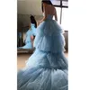 Sweet Light Blue Party Dress Sexy Sweetheart Backless High-low Style Long Train Prom Dresses Custom Made1926