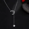 Couleur or Titane Acier Étoile Lune Colliers Pendentifs Mode Déclaration Collier Femmes Argent Neclace Colar Bijoux Chains241B