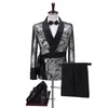 Dernières conceptions de pantalon de manteau 2020 Slim brillant argent veste de smoking robe de smoking italienne double boutonnage hommes costumes pour mariage Groom351a