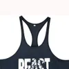 Herrtankstoppar Gymträning Bodybuilding Printed Muscle Stringer Extreme Y Back Fitness 230915