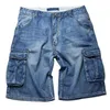 Sommar stor storlek 40 42 44 46 män hip hop last shorts denim knä längd lösa baggy jeans shorts multi fickor manlig streetwear264y