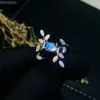 Küme halkaları meibapj doğal aytaşı değerli taşlar moda zeytin dalı yüzüğü kadınlar için gerçek 925 sterlli gümüş cazibe ince mücevher 2 renk