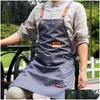 Aprons Custom Logo Apron Cowboy Restaurant Flower Baking Work Barista Milk Coffee Barber Shop Chef Nails Studios Uniform Delantal Dr Dhhta