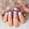 Faux Ongles Presse Sur Blanc Rose Dégradé Français Faux Ongles Moyen Cercueil Colle Brillante Cadeau Pour Filles Femmes Rencontres 24 Pièces