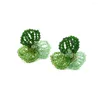 Dangle Earrings Korean Version Fresh Design Hand Woven Glass Crystal Flower Versatile Sen Series Beaded Female