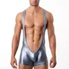 Men Men Men Faux Skórzanie Pu Undershirt Wrestling One Piece Singlet Sexy Boksers Suspirus Biecid Exotic Pasps Bodys239u