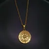 Pendant Necklaces Hip-Hop Rock Women Men Gold Compass Necklace Vintage Stainless Steel Round Coin Fashion Chain Jewelry227l