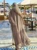 Vêtements ethniques Ensembles musulmans Dubai Mousseline de soie Kaftan Ouvert Abaya Robe longue Ramadan Robe Femme Musulmane Robes de soirée Luxe Hijab Femmes