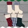 30*40 cm Imitation Linen Plaid Christmas Stocking Presentväskor Xmas Strumpa stor storlek Juldekorativa presentpåsar Juldekorationer Q571