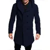 Мужское полушерстяное пальто, весенне-осеннее британское мужское шерстяное пальто с капюшоном из шелковой нити, модное повседневное шерстяное пальто 230915