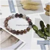 Charm Armband Natural Bota Agate Stone 6 8 10mm Round Gemstone Beads Armband för kvinnor och män Elastic Strand Uni Jewellr Dhgarden Dh0jm