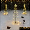 Çim lambalar 1pc Noel Ağacı Işıkları Güneş Powered LED Xmas Titreşir String String Dekorasyonu Ev yılı Bırakan Teslimat Aydınlatma Açık Mekan Dhmty