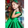 Nouvelle Arrivée Vert Émeraude Filles Pageant Robes Haute Basse Princesse Fleur Filles Robes Pour Les Mariages Belle Enfants Communion Dress314j