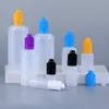 Bouteilles en plastique colorées 3 ml 5 ml 10 ml 15 ml 20 ml 30 ml 50 ml 60 ml 100 ml 120 ml E Flacons compte-gouttes liquides avec pointes longues et fines inviolables Qgdh