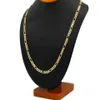 Mens 14k Yellow Real Solid Gold GF 8mm Italian Figaro Link Chain Halsband 24 tum som levererar alla föremål från en rök-PET-2837