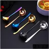 Spoons Soup Stainless Steel Sauce Spoon Home Restaurant Kitchen Drinkware Tool Drop Delivery Garden Dining Bar Flatware Dhjpk