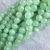 Lösa ädelstenar Veemake Green Prehnite DIY Halsband armband örhängen naturlig charm ädelsten kristall runda pärlor för smycken tillverkning 06069