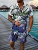 Survêtements pour hommes 2023 Summer Hommes Polo Shirt Shorts Set 3D Imprimé Bird Print Sportswear 2 Ensembles Casual Mode Outdoor Street Wear