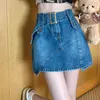 Skirts Spicy Girl Denim Skirt Women's Summer Design Irregular A-line Dress Fashion High Waist Short Pants