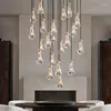 Hanglampen Eenvoudige en creatieve waterdruppeldruppellamp voor woonkamer, eetbar, slaapkamer, studeerkamer, heldere kristallen kroonluchter, nachtkastje