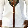 2020 Fashion Men's African Clothes Rich Bazin White Personalized Print Long Sleeve Shirt Kenya Nigeria South Africa Clothing 298p