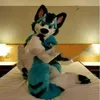 Azul longo pele husky cão raposa lobo fursuit mascote traje de alta qualidade dos desenhos animados animal pelúcia anime tema personagem adulto tamanho christm193v