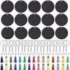 Sleutelhangers 120 STKS Zwart Acryl Sleutelhanger Blanks Ronde Cirkel Schijf Kerst Ornamenten Voor Vinyl Kit Inclusief DIY Crafting