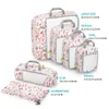 Gonex 6pcs Travel Compression Packing Cubes Set Water Repellent Polyester Flower Printed Travel Clothes Organizers Luggage Bags T21625