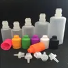 Bouteilles en plastique colorées 3 ml 5 ml 10 ml 15 ml 20 ml 30 ml 50 ml 60 ml 100 ml 120 ml E Flacons compte-gouttes de liquide avec des bouchons inviolables à pointes longues et fines Vbwxa