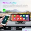 Carro vídeo portátil hd 9.3 polegadas monitor 64gb dvr sem fio carplay navegação sn tela de controle de toque android frente e retrovisor veio dhqlf