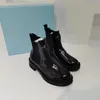 Neue schwarze Leder-Knöchel-Chelsea-Stiefel, Plateau-Slipper, rund, flache Stiefeletten, klobiger Halbstiefel, Luxus-Designer, High-Top-Schuhe für Damen, Knight Boots 04