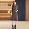 Ekose Haki Sweaters Elbise Sonbahar Kış Kış Lady O-Yonk İnce Tatil Partisi Örme Jumper Midi Elbiseler 2023 Kadın Tasarımcı Uzun Kollu Yumuşak Sıcak Elegant Lady Frocks