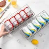 Crochets Rails Double couche réfrigérateur organisateur de boissons tiroir avec poignée auto-roulant canette de soda bac de rangement conteneur boîte support étagères T193g