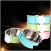 Dog Bowls Feeders Stainless Steel Pet Cat Lock On Cage Feed Drink Supplies Drop Ship Delivery Home Garden Dhnsx