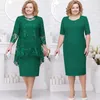 Hunter Long Sleeves Lace Mother Of The Bride Dresses Sheath Two Pieces Wedding Guest Dress Knee Length Plus Size Evening Gowns307m