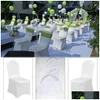 Housses de chaise 1pcs blanc er pour restaurant banquet el salle à manger fête Lycra polyester spandex 10 livraison directe maison jardin textiles ceintures Dhaib