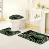Tropische plant bladgroen stijl badkamer decoratieve 3-delige set antislipmat toiletbrilhoes elegante stijlvolle badaccessoires 21331D