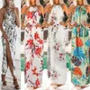 abiti da verano 2019 Moda Donna Stampa Boho Floreale Lungo Maxi Abito Senza maniche Festa da sera Summer Beach Vestito estivo W06191218V