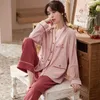 Pyjama japonais en pur coton à manches longues pour femmes, vêtements de nuit, joli ensemble de vêtements de loisirs pour dames, printemps automne 2023