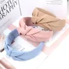 New Fashion Women Headband Solid Color Wide Side Hairband Center Knot Casual Turban Adult Headwear Hair Accessories