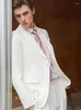 Herenpakken Bruiloft Bruidegomkledingset Luxe Witte Blazer Vest Broek Mannen Formele Kleding Voor Feest Kantoor Zakenmankleding 44 4 Seizoenen