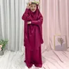 Ethnische Kleidung 2PCS Muslim Kinder Mädchen Gebet Kleidungsstück Overhead Khimar Jilbab Eid Kapuzen Hijab Abaya Schal Kleid Islam Ramadan Robe