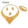 Kolczyki Zestawy biżuterii Dubai 24K Złoty kolor afrykańskie prezenty ślubne ślubne dla kobiet bransoletka Zestaw Pierścienia Biżuterii 316V