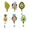 10 stuks veel mode sleutelhangers kantoorbenodigdheden schattig fruit strass banaan avocado citroen ananas intrekbare badgehouder Accesso249I