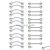 Anelli per lingua 24 pezzi 14G anello per capezzolo curvo sopracciglio piercing gioielli acciaio chirurgico 316L capezzolo bilanciere 12-18 mm barra goccia De Dhgarden Dhosd