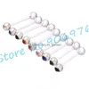 Zungenringe Transparent Klar Bar Kristall Edelstein 14Gauge Mischfarben Gerade Körper Piercing Schmuck Drop Lieferung Dhgarden Dhv5H